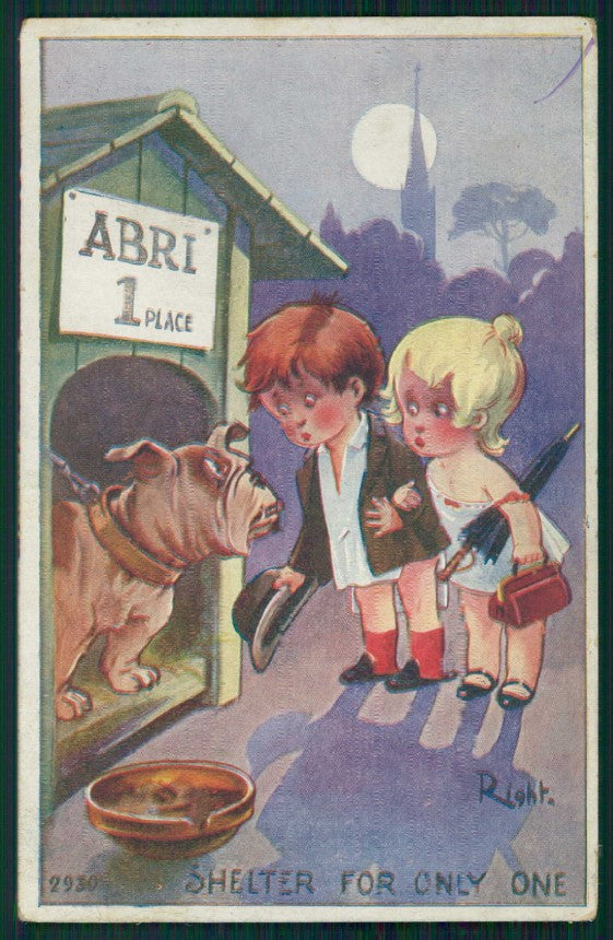 Artist Signed Right Children Bulldog Lapina serie 2930 cartolina TC1290 – fronte