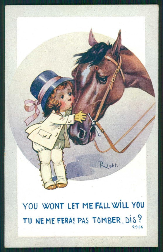 Artist Signed Right Girl Horse Lapina serie 2966 cartolina TC1291 – fronte