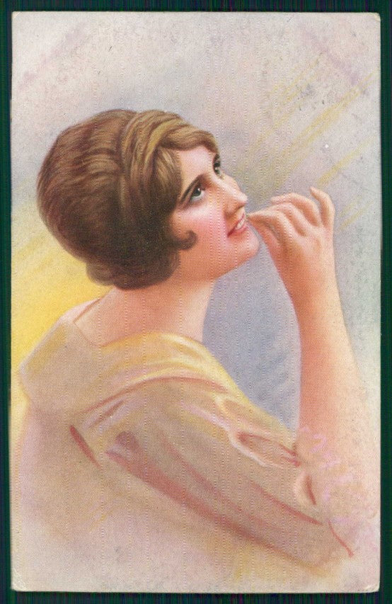 Artist Signed Glamour Fashion Lady serie 710-1 cartolina TC1306 – fronte