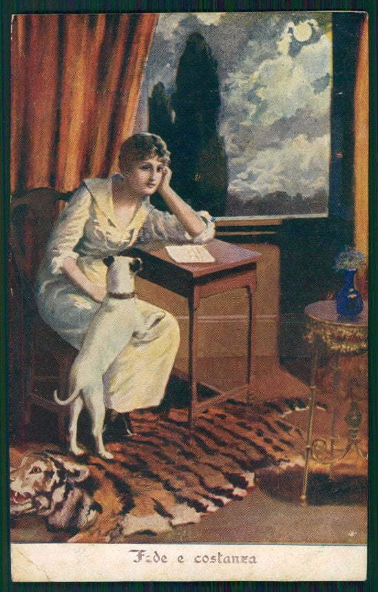 Artist Signed Glamour Fashion Lady PIEGHINA cartolina TC1318 – fronte