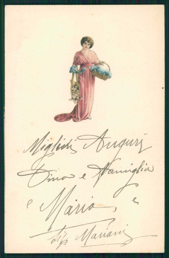 Artist Signed Glamour Fashion Lady serie 7714 cartolina TC1322 – fronte