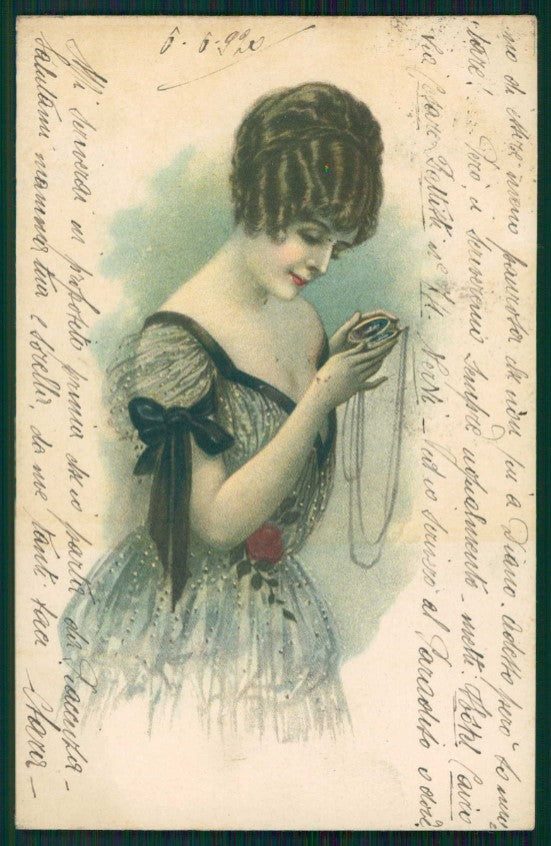 Artist Signed Glamour Fashion Lady serie 2115 cartolina TC1323 – fronte