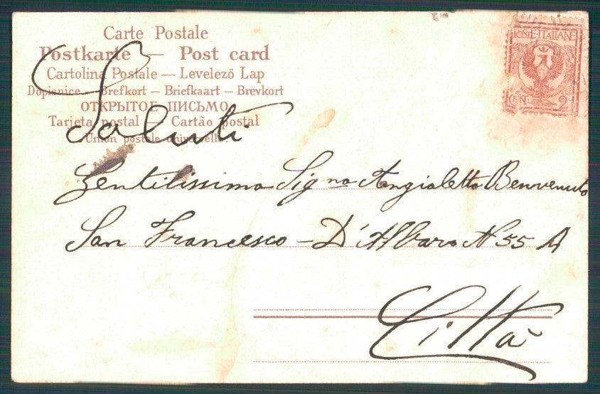 Artist Signed Italian Types Costumi Napoletani Relief AGM cartolina TC1364 – retro