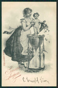 Artist Signed Lady and Child serie 1239 cartolina TC1370 – fronte
