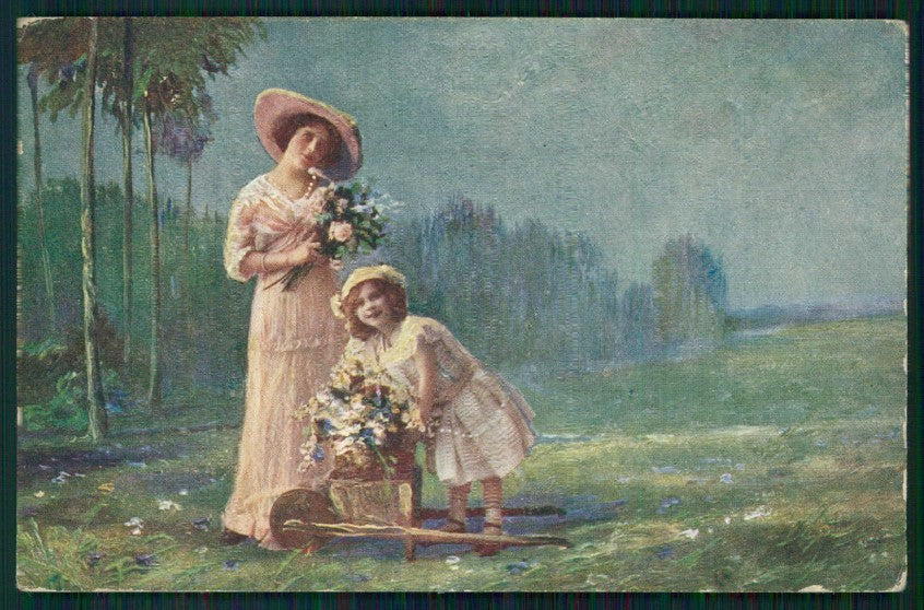 Artist Signed Lady and Girl Degami DGM serie 125-3 cartolina TC1388 – fronte
