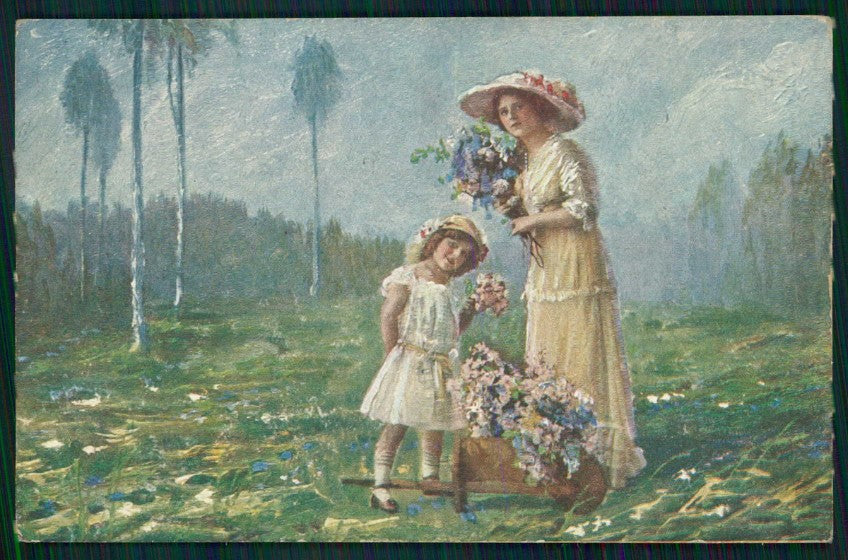 Artist Signed Lady and Girl Degami DGM serie 125-1 cartolina TC1389 – fronte
