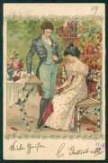 Artist Signed Art Nouveau Romantic Couple serie 746 STRAPPINI cartolina TC1394 – fronte
