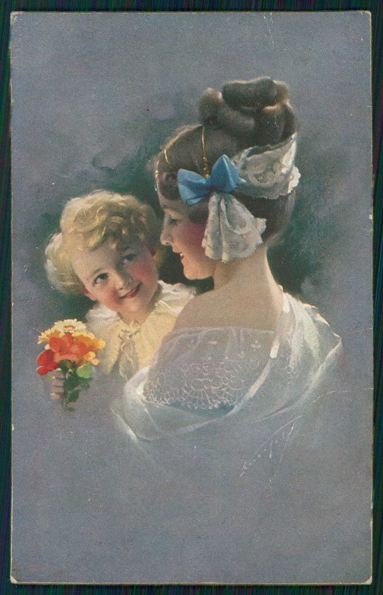 Artist Signed Lady and Girl serie 20887 PIEGHINE cartolina TC1396 – fronte
