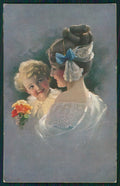 Artist Signed Lady and Girl serie 20887 PIEGHINE cartolina TC1396 – fronte