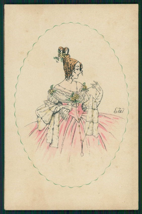 Artist Signed Elinore Weber Glamour Fashion Lady serie 1016-6 cartolina TC1400 – fronte