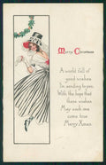 Artist Signed Glamour Fashion Lady Cristmas serie 3006 cartolina TC1404 – fronte