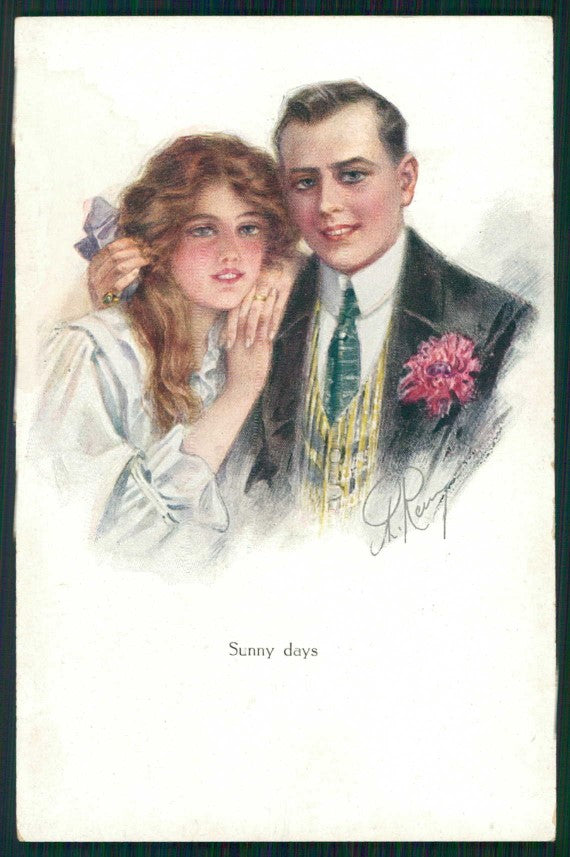 Artist Signed Romantic Couple ABRASA cartolina TC1417 – fronte