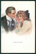 Artist Signed Romantic Couple cartolina TC1418 – fronte