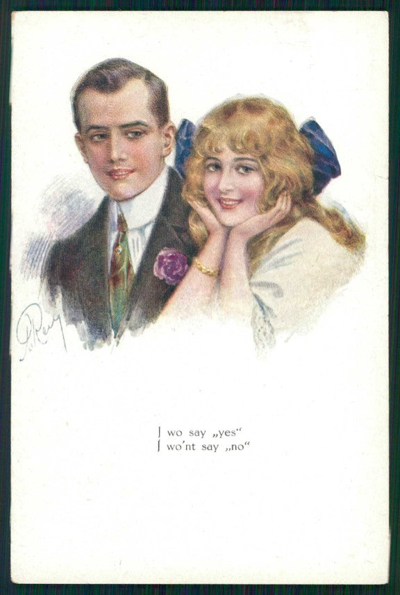 Artist Signed Romantic Couple TEAR STRAPPINO cartolina TC1419 – fronte