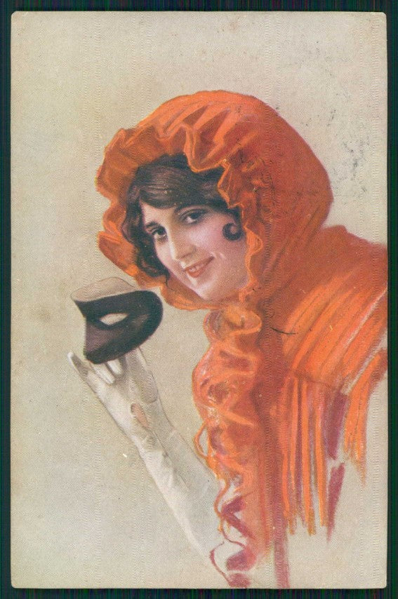 Artist Signed Glamour Fashion Lady serie 250-4 PIEGHINE cartolina TC1437 – fronte