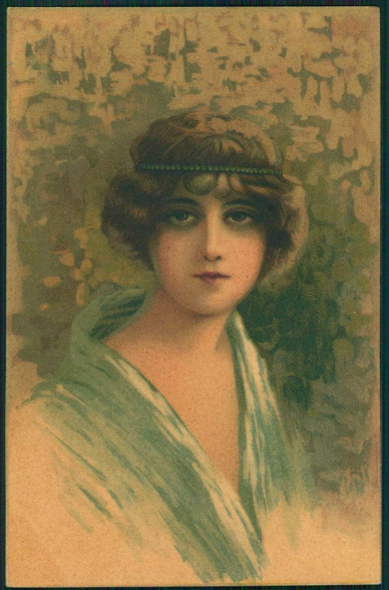 Artist Signed Glamour Fashion Lady Velvet serie 1305 cartolina TC1447 – fronte