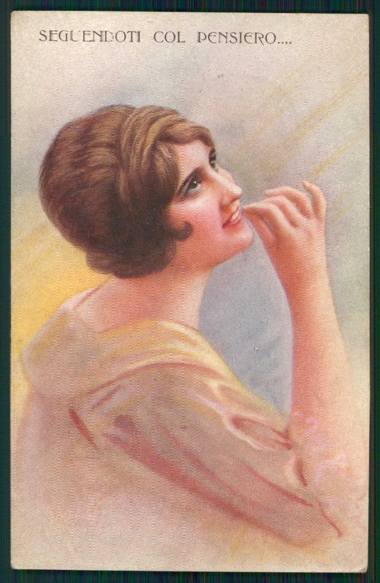 Artist Signed Glamour Fashion Lady serie 6303 cartolina TC1454 – fronte
