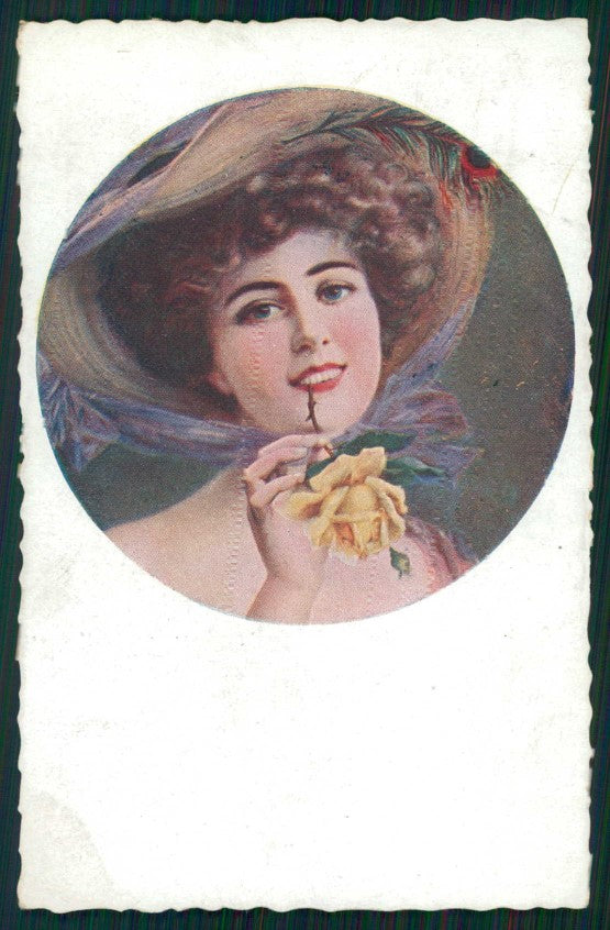 Artist Signed Glamour Fashion Lady serie 1001 cartolina TC1457 – fronte
