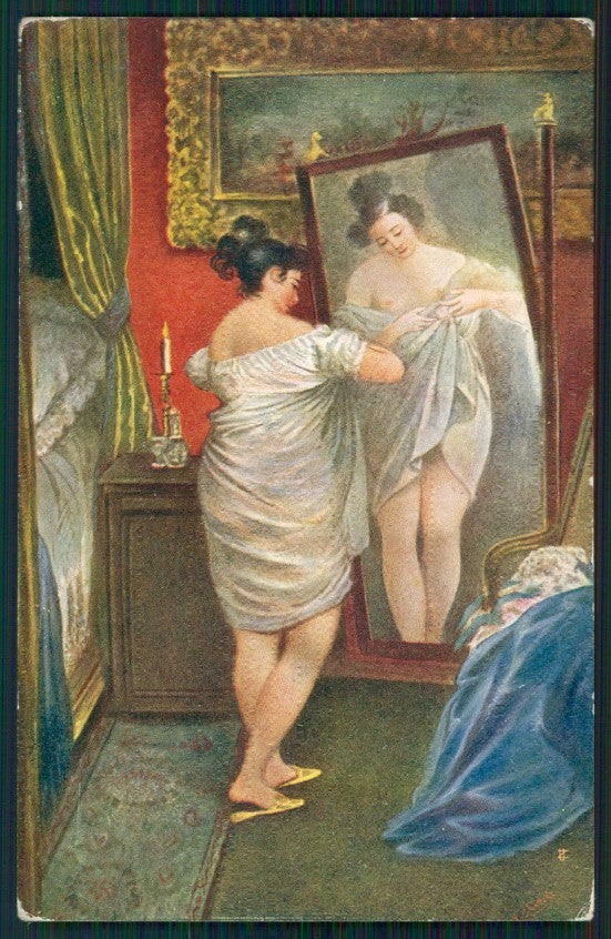 Artist Signed Risque Nude lady serie 672-4 cartolina TC1467 – fronte