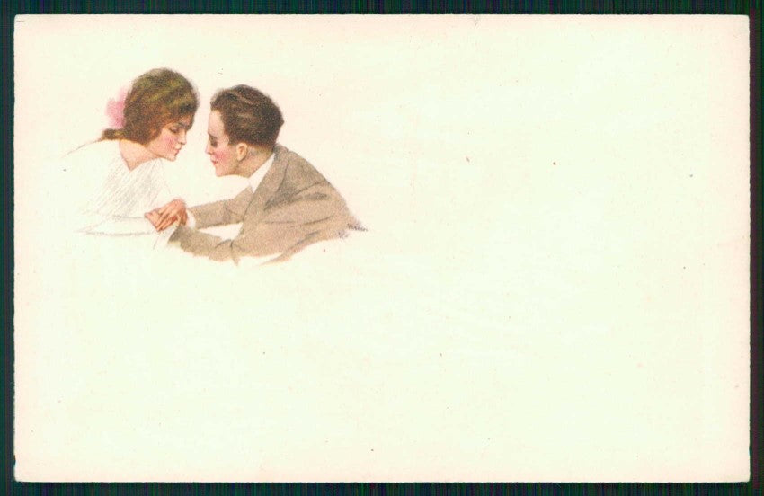 Artist Signed Romantic Couple cartolina TC1481 – fronte