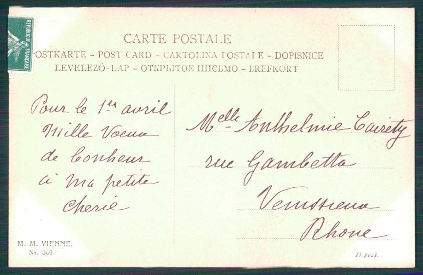 Artist Signed Wichera Viennoise Lady MM Vienne serie 369 cartolina TC1488 – retro