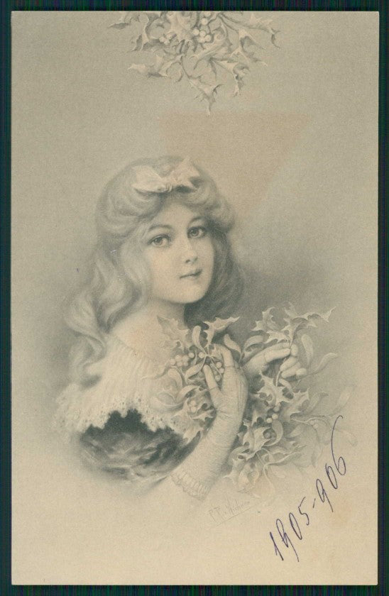 Artist Signed Viennoise Girl MM Vienne serie 202 cartolina TC1489 – fronte