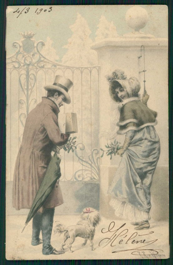 Artist Signed Wichera Viennoise Couple MM Vienne ABRASA cartolina TC1491 – fronte