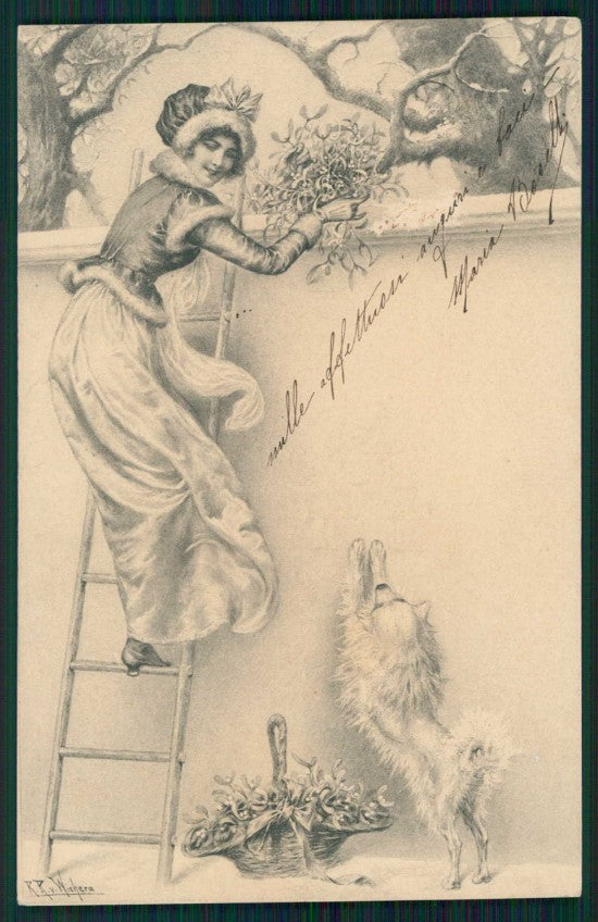 Artist Signed Wichera Viennoise Glamour Fashion Lady MM Vienne cartolina TC1497 – fronte