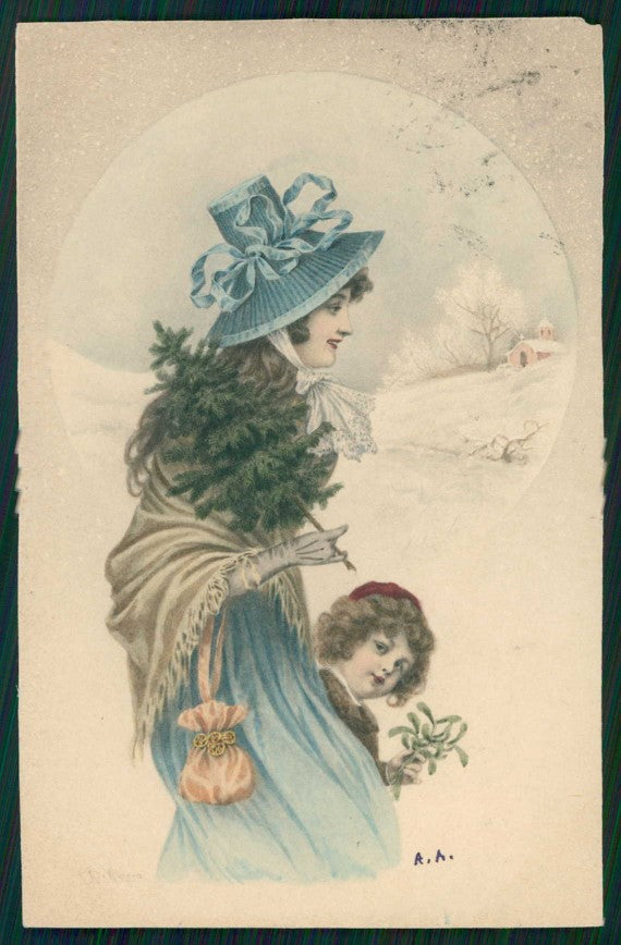 Artist Signed Wichera Viennoise Lady MM Vienne s. 156 TRIMMED cartolina TC1513 – fronte