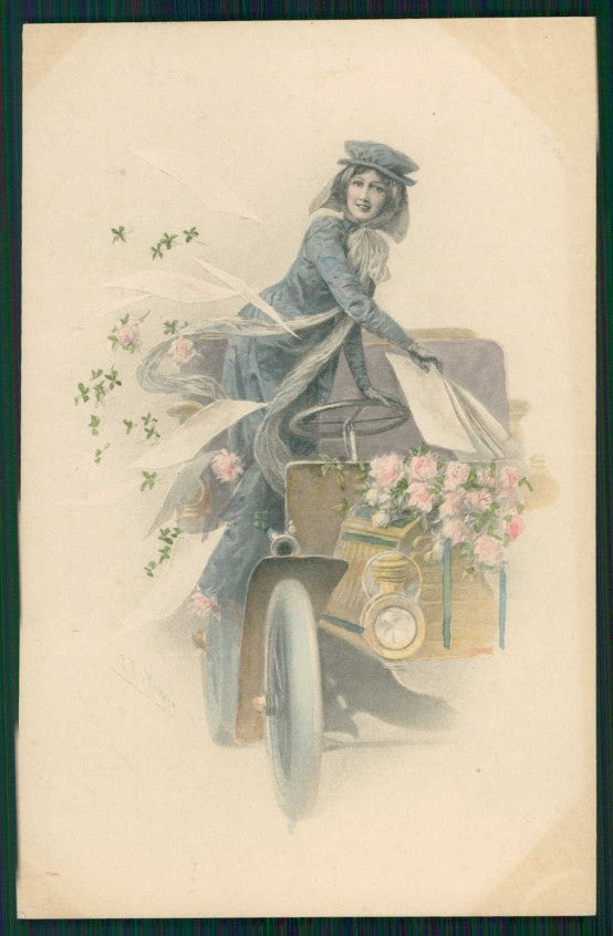 Artist Signed Wichera Viennoise Lady MM Vienne serie 240 cartolina TC1518 – fronte