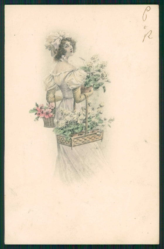 Artist Signed Viennoise Lady MM Vienne serie 276 cartolina TC1519 – fronte