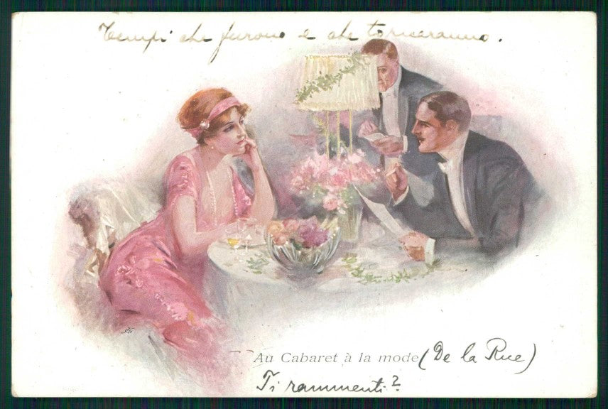 Artist Signed Viennoise Romantic Couple MM Vienne serie 578 cartolina TC1528 – fronte