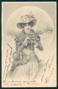 Artist Signed Wichera Viennoise Lady MM Vienne serie 156 cartolina TC1549 – fronte