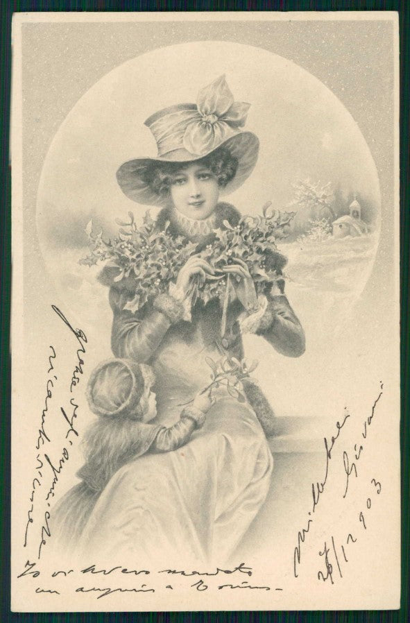 Artist Signed Wichera Viennoise Lady MM Vienne serie 156 cartolina TC1549 – fronte
