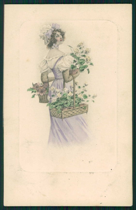 Artist Signed Viennoise Lady MM Vienne serie 276 cartolina TC1574 – fronte