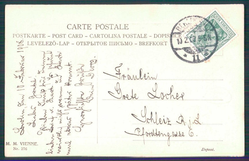 Artist Signed Viennoise Lady MM Vienne serie 276 cartolina TC1574 – retro