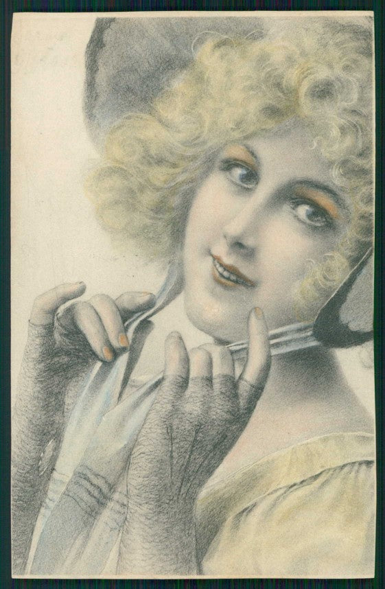 Artist Signed Viennoise Lady MM Vienne cartolina TC1577 – fronte