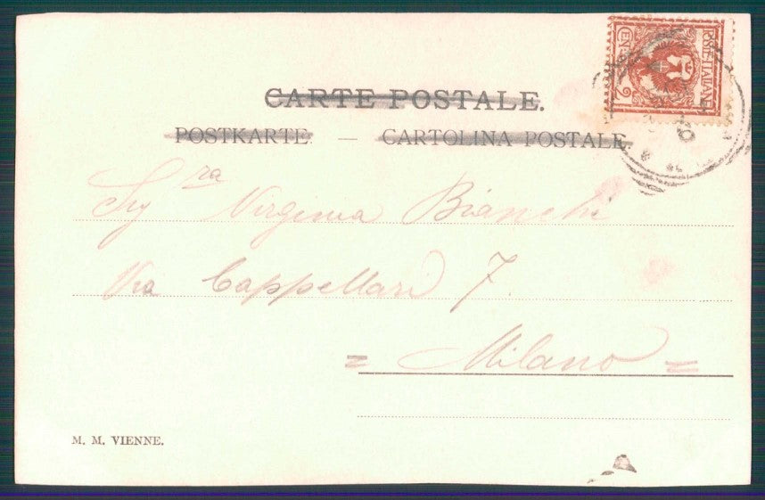 Artist Signed Viennoise Lady MM Vienne cartolina TC1577 – retro