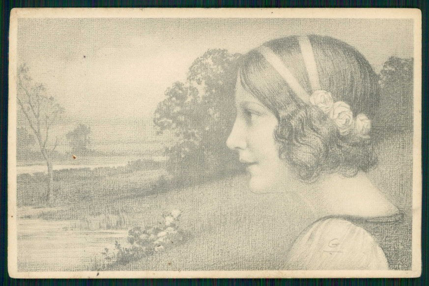 Artist Signed Viennoise Lady MM Vienne serie 250 PIEGHINA cartolina TC1579 – fronte