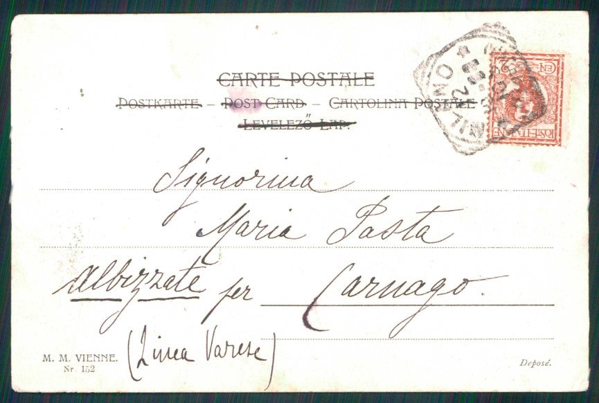 Artist Signed Viennoise Lady MM Vienne serie 152 cartolina TC1582 – retro