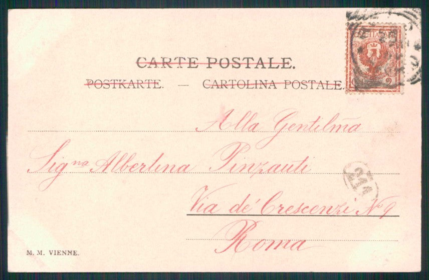 Artist Signed Art Nouveau Lady Viennoise MM Vienne cartolina TC1601 – retro