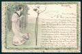 Artist Signed Art Nouveau Lady Viennoise MM Vienne cartolina TC1602 – fronte