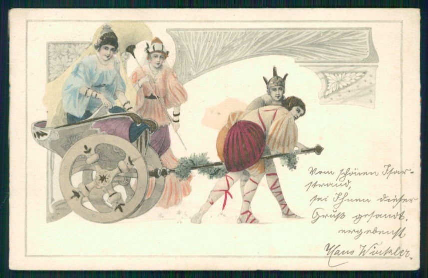 Artist Signed Art Nouveau Lady Viennoise MM Vienne cartolina TC1606 – fronte