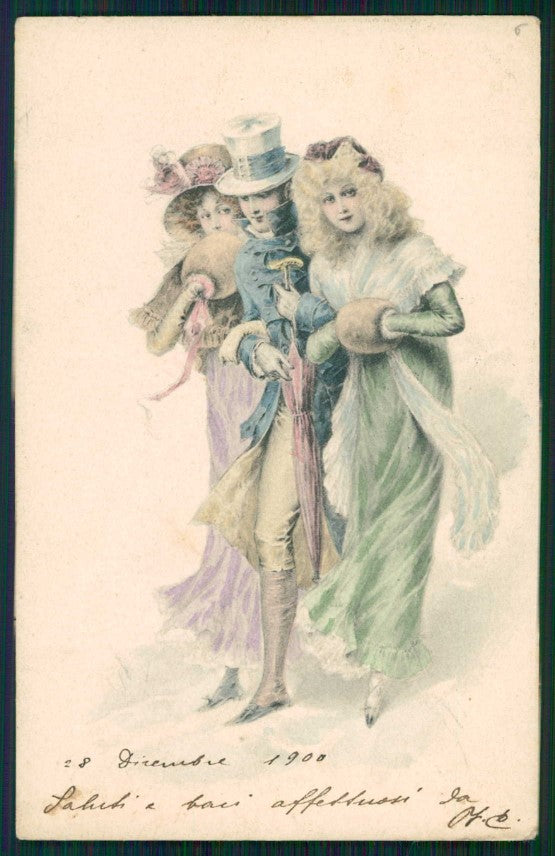 Artist Signed Viennoise Lady cartolina TC1610 – fronte