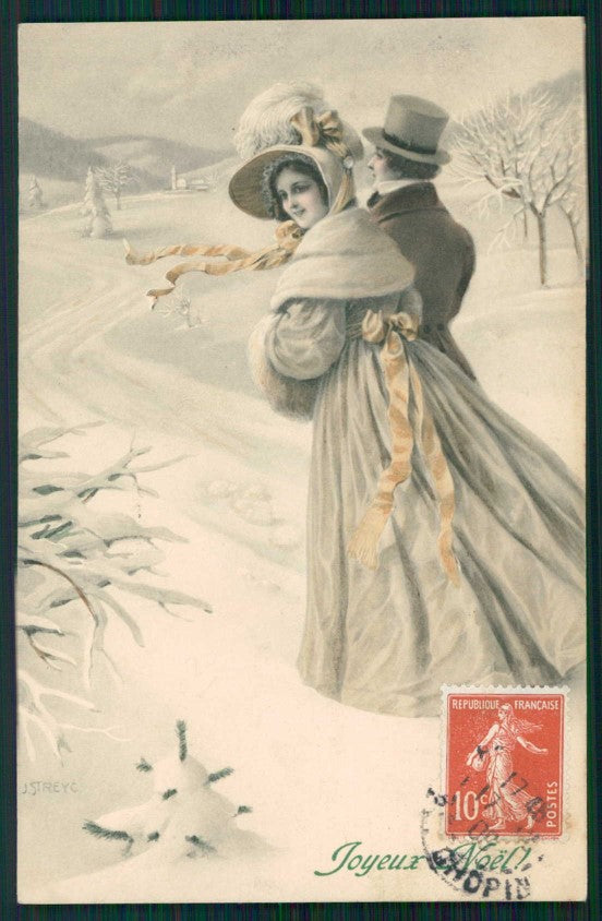 Artist Signed Streyc Viennoise Lady MM Vienne serie 465 cartolina TC1613 – fronte