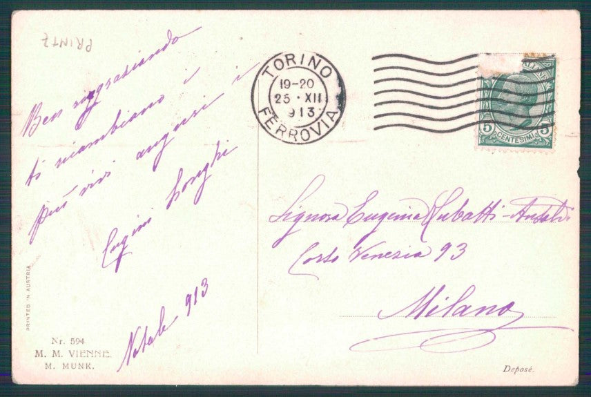 Artist Signed Printz Couple MM Vienne serie 594 ABRASA cartolina TC1615 – retro