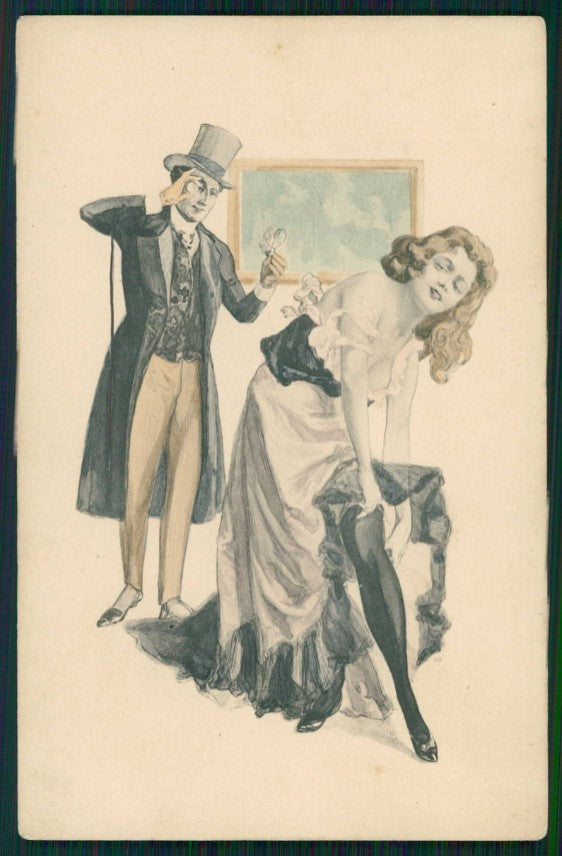 Artist Signed Romantic Couple MM Vienne serie 105 cartolina TC1619 – fronte