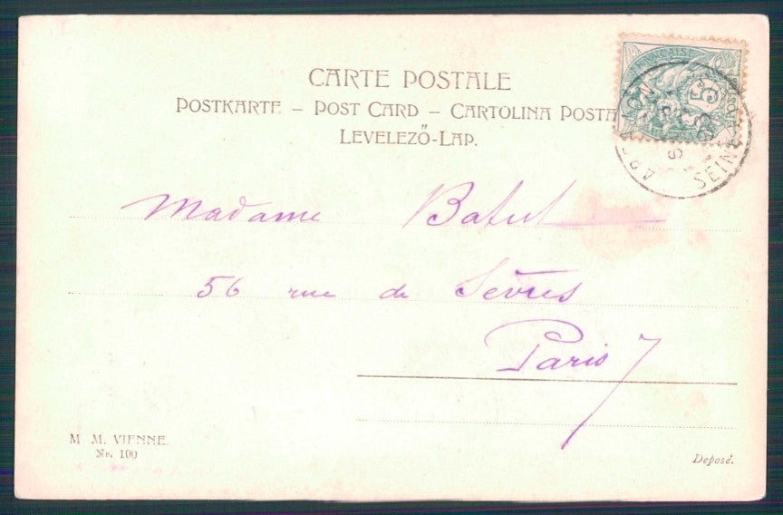 Artist Signed Faustin Art Nouveau Lady MM Vienne 190 ABRASA cartolina TC1624 – retro