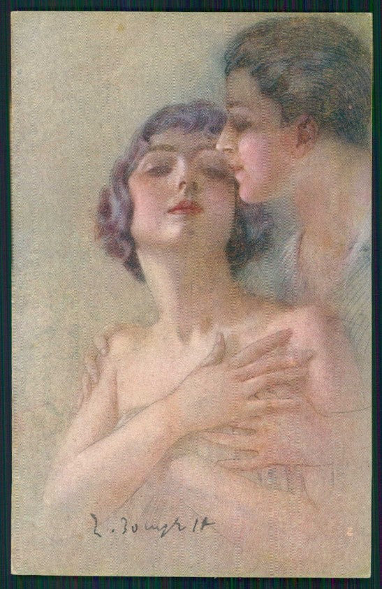 Artist Signed Guerzoni Romantic Couple serie 1028-1 ABRASA cartolina TC1625 – fronte