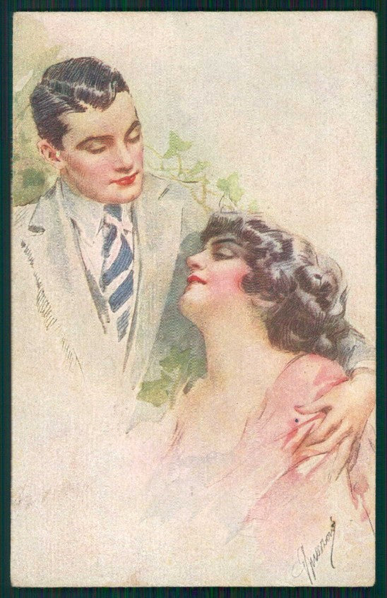 Artist Signed Guerzoni Romantic Couple serie 1026 cartolina TC1636 – fronte